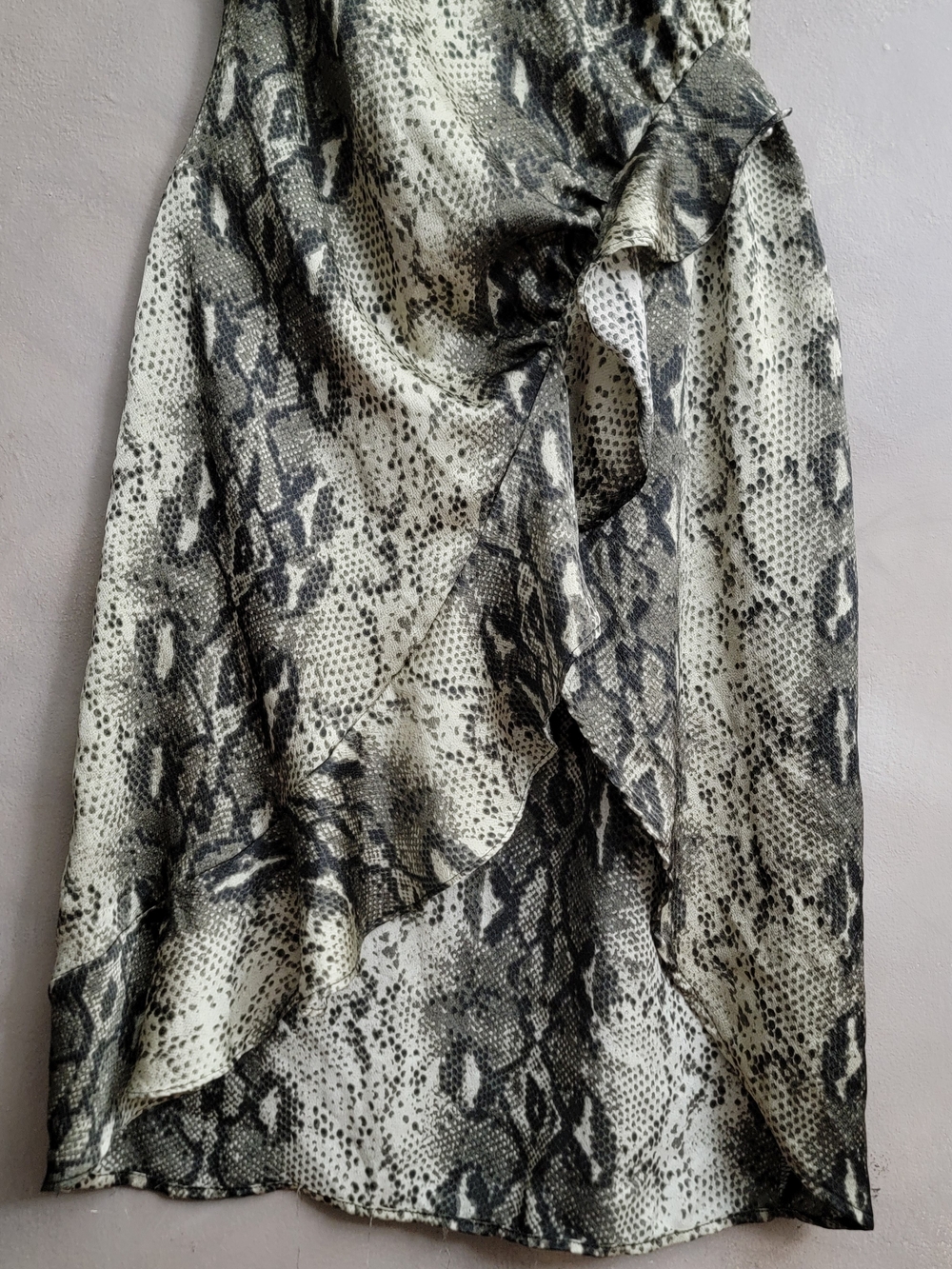 NAANAA Snake Print Slip Dress in Green and Black - Picture 5 of 8